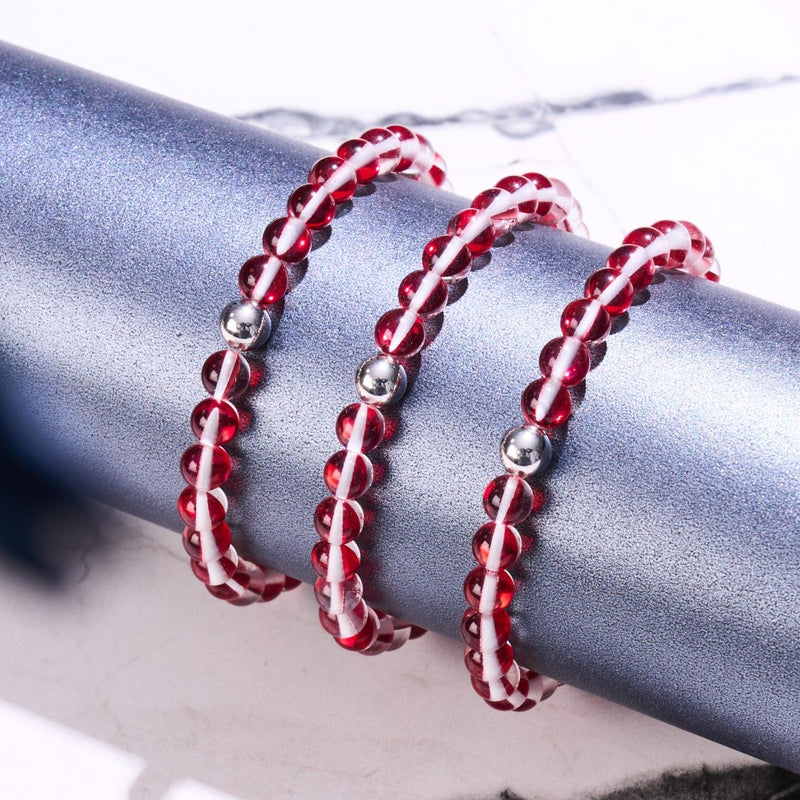 Blood Moon | Silver | Galaxy Glass Bead Bracelet