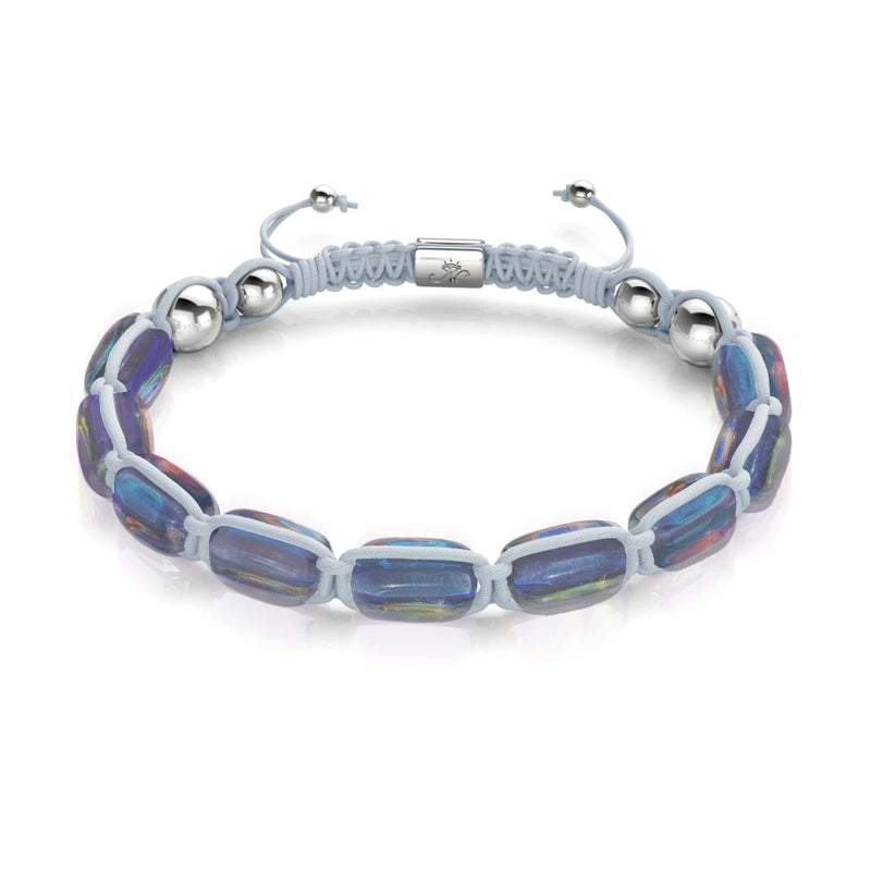 Milky Way | Silver | Galaxy Glass Pebble Macrame Bracelet