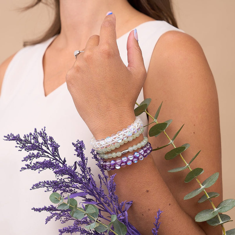 Purple Rainbow | Silver | Double Galaxy Glass Bracelet