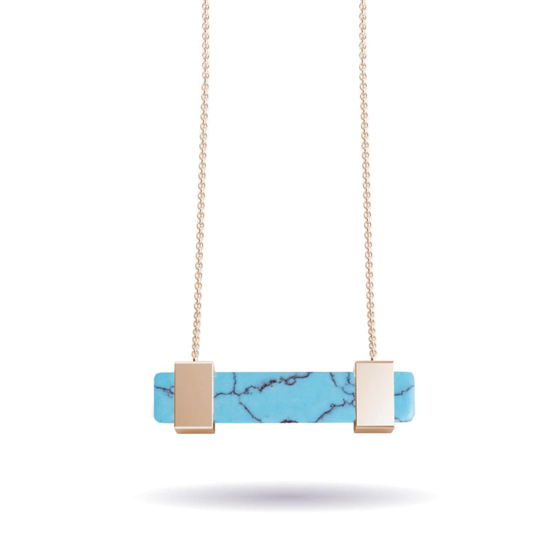 Turquoise | Rose Gold | Gemstone Bar Necklace