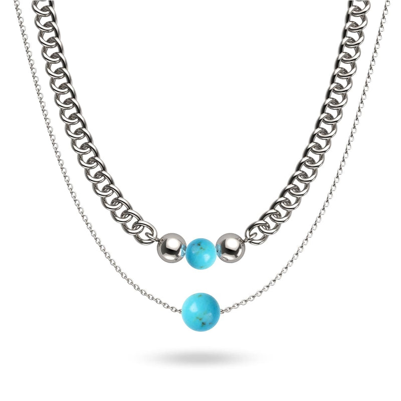 Turquoise x Silver | Gemstone Chain Necklace