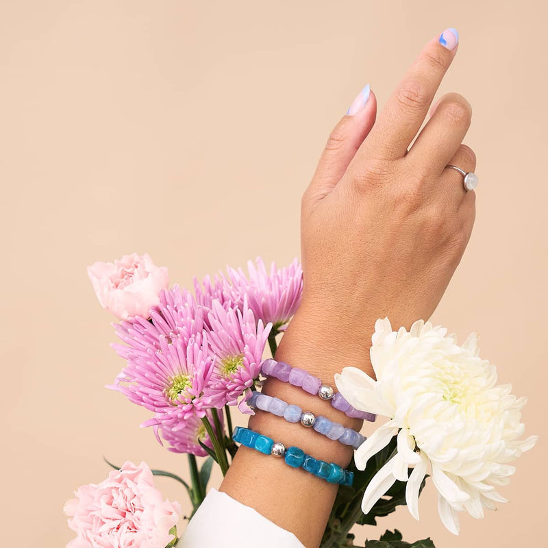 Light Blue Quartz | Silver | Gemstone Pebble Bracelet