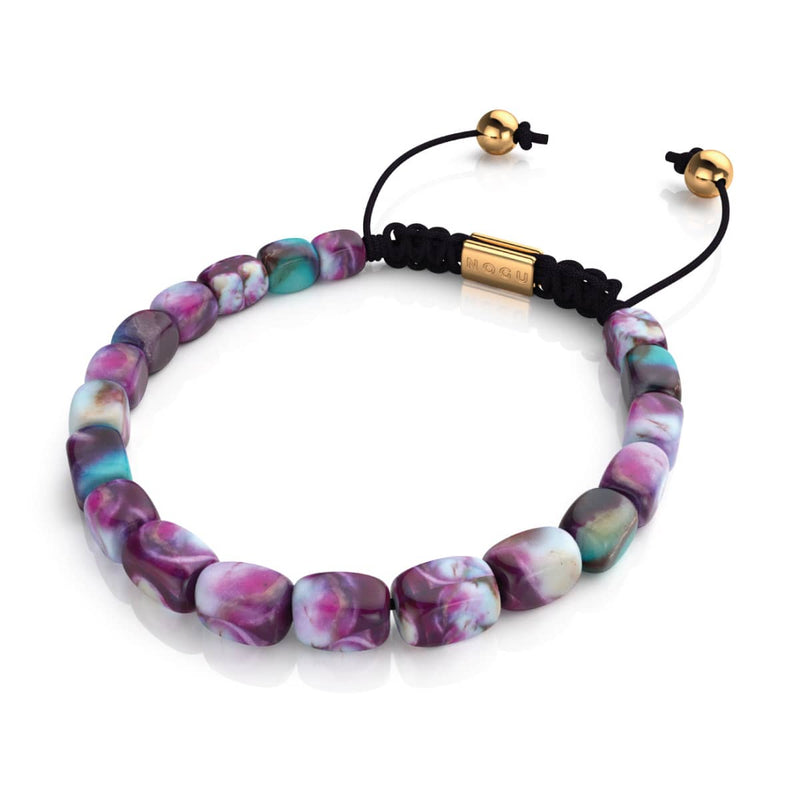 Purple Sea Stone | Gold | Gemstone Pebble Macrame Bracelet