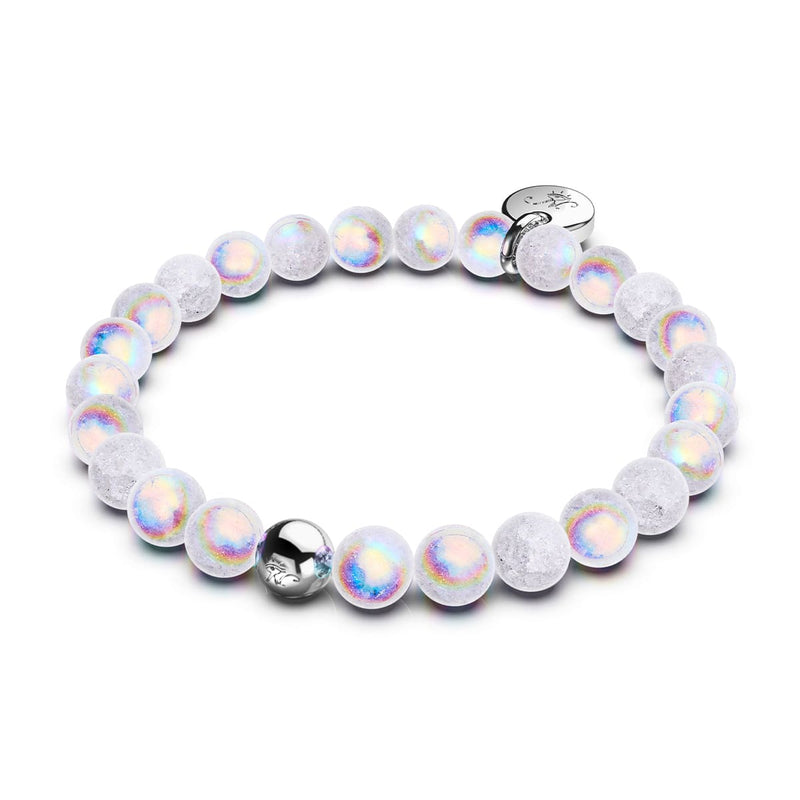 Marshmallow Chrome x White Glitter Glass Bracelet