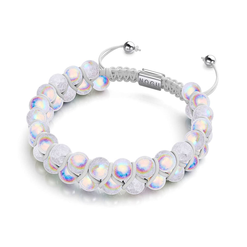 Marshmallow Chrome x White | Glitter Glass Double Bracelet