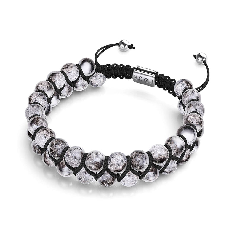 Silver Chrome x White | Glitter Glass Double Bracelet
