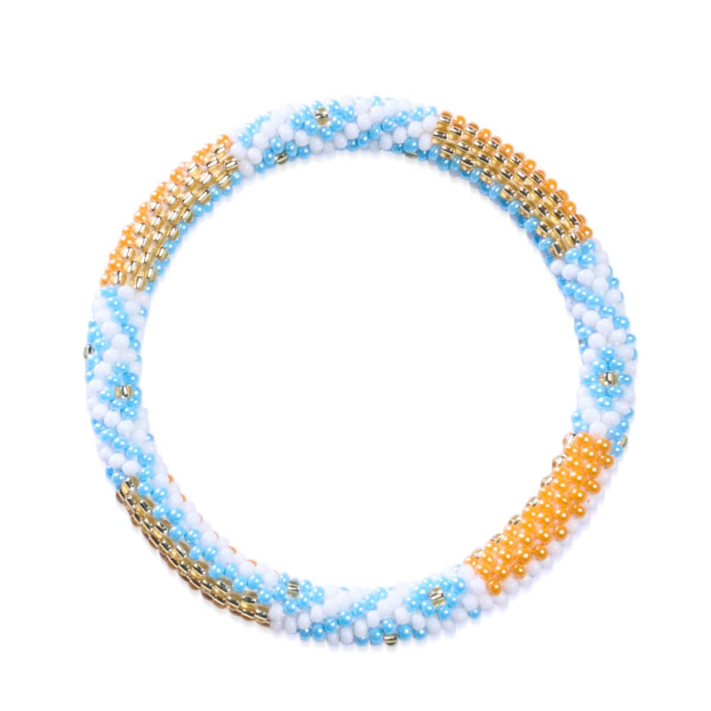 Golden Snowflake | Himalayan Glass Bead Bracelet