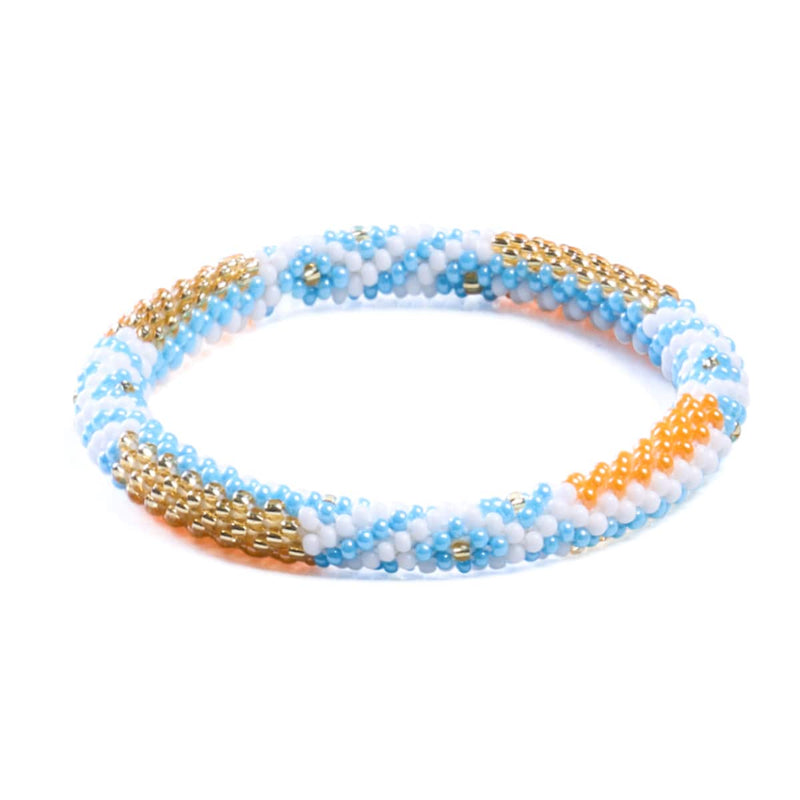 Golden Snowflake | Himalayan Glass Bead Bracelet