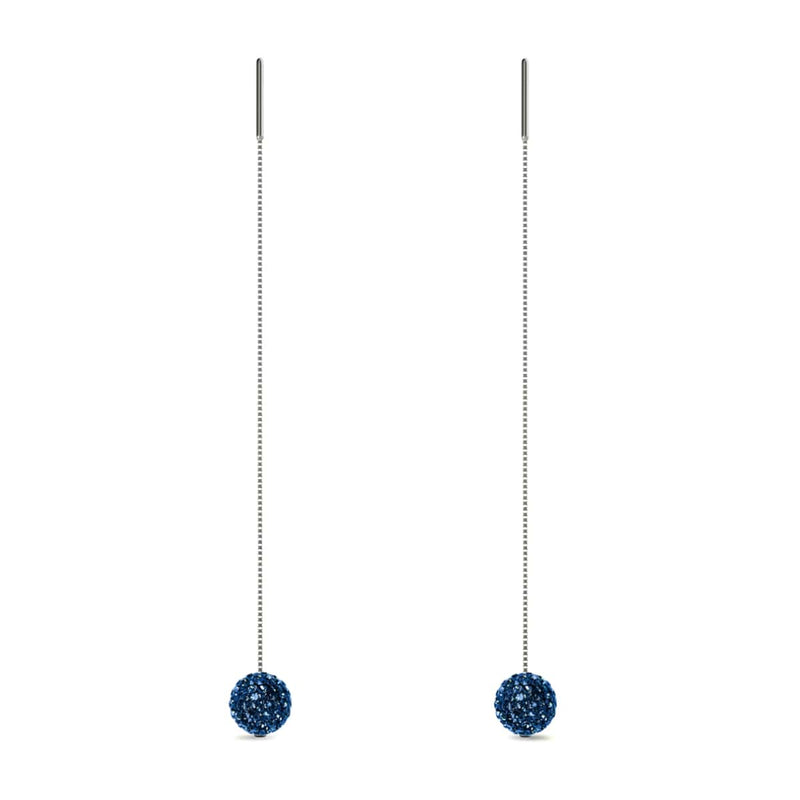 Sapphire Crystal | .925 Sterling Silver | Chain Drop Threader Kikiballa Earrings