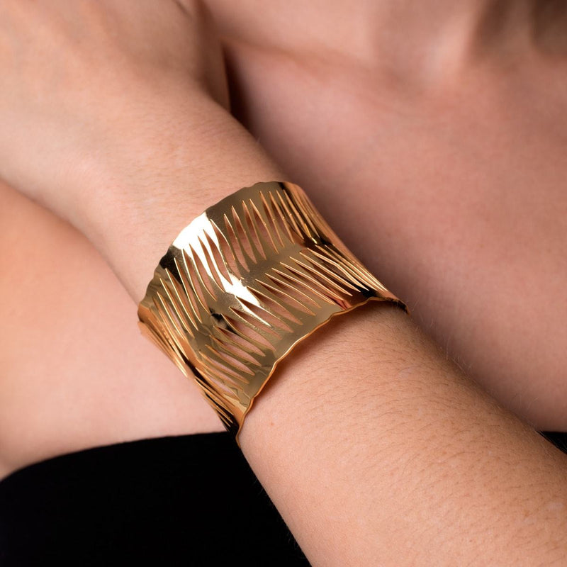 Palm Leaf | 18k Gold | Laser Cut Cuff