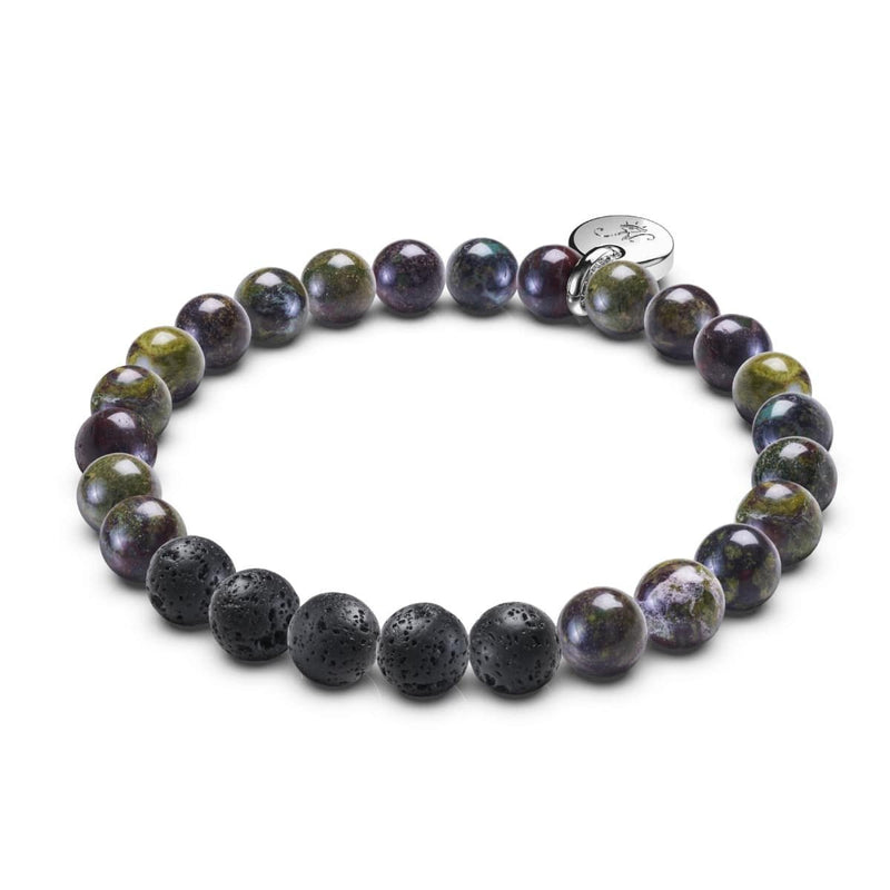 Olive Agate x Lava Rock Bead Bracelet