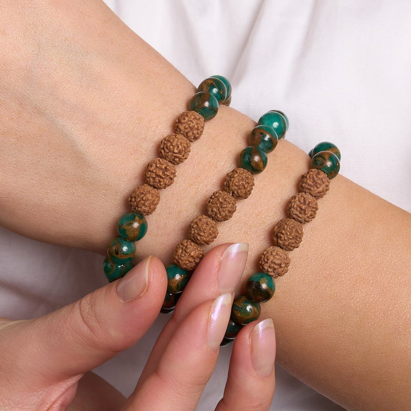 Ethereal | New Green Agate x Rudraksha |  Mala Bracelet