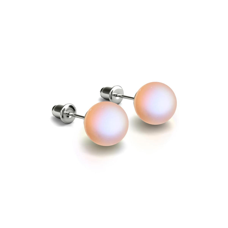 Peach | .925 Sterling Silver | Mermaid Glass Stud Earrings
