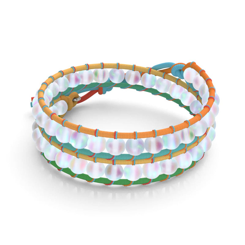 Rainbow White | Mermaid Glass | Spectrum Linen Wrap Bracelet