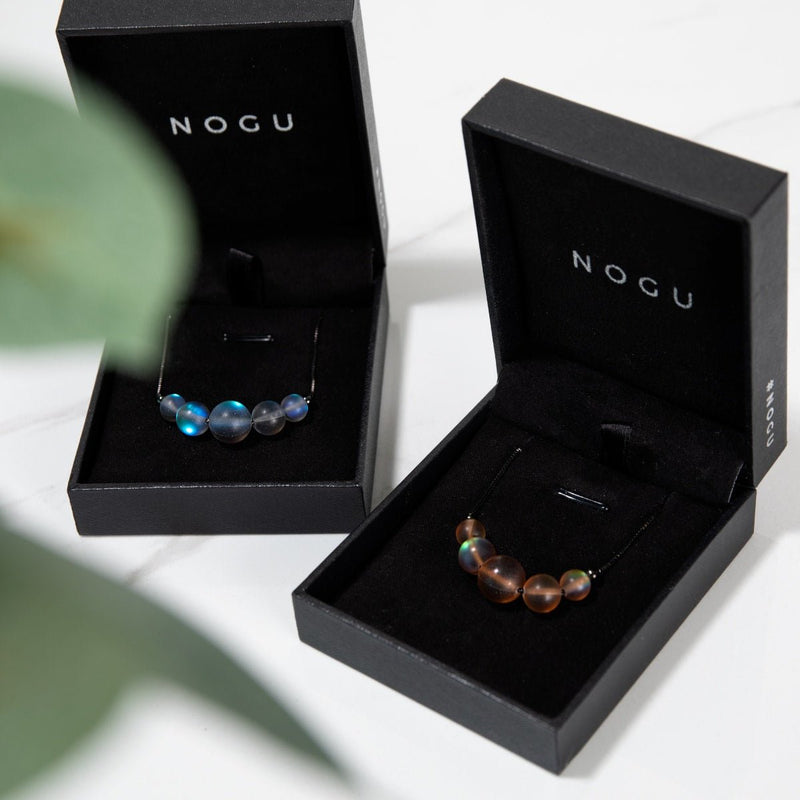 Chocolate | .925 Sterling Silver Gunmetal | Mermaid Glass Infinity Clasp Necklace