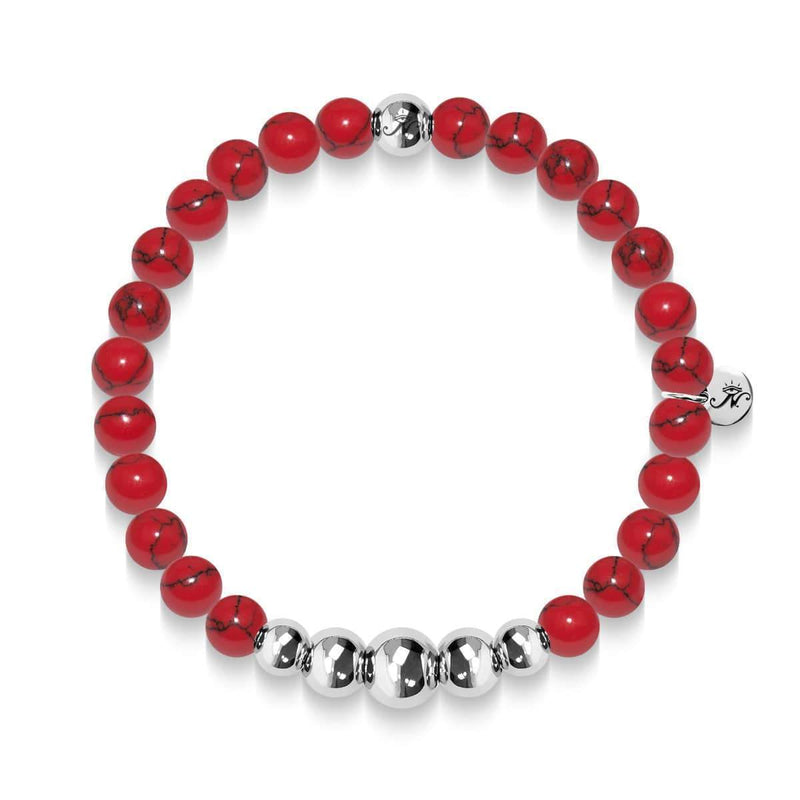 Red Turquoise | Silver and Red Enamel | Santa Charm Bracelet