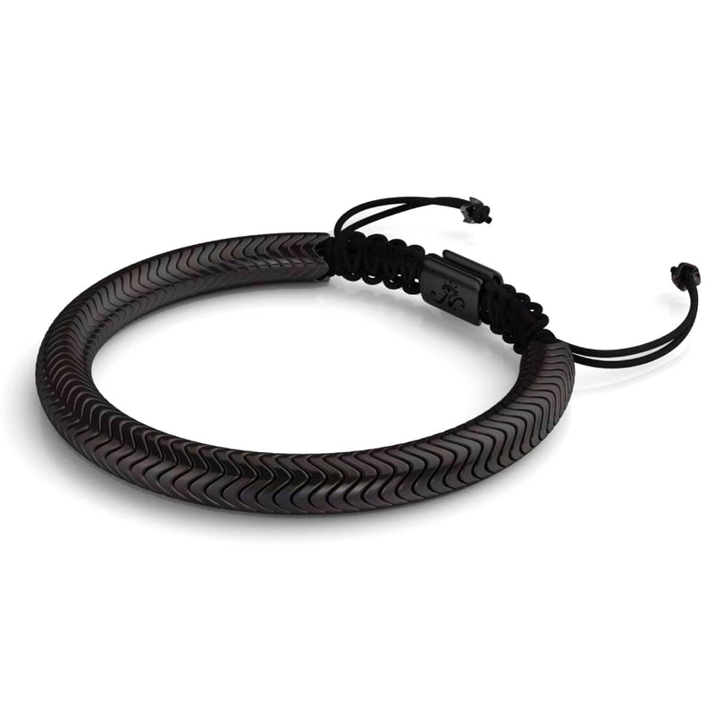 Serpentine | Onyx Hematite x Gunmetal | Double Wave Bracelet