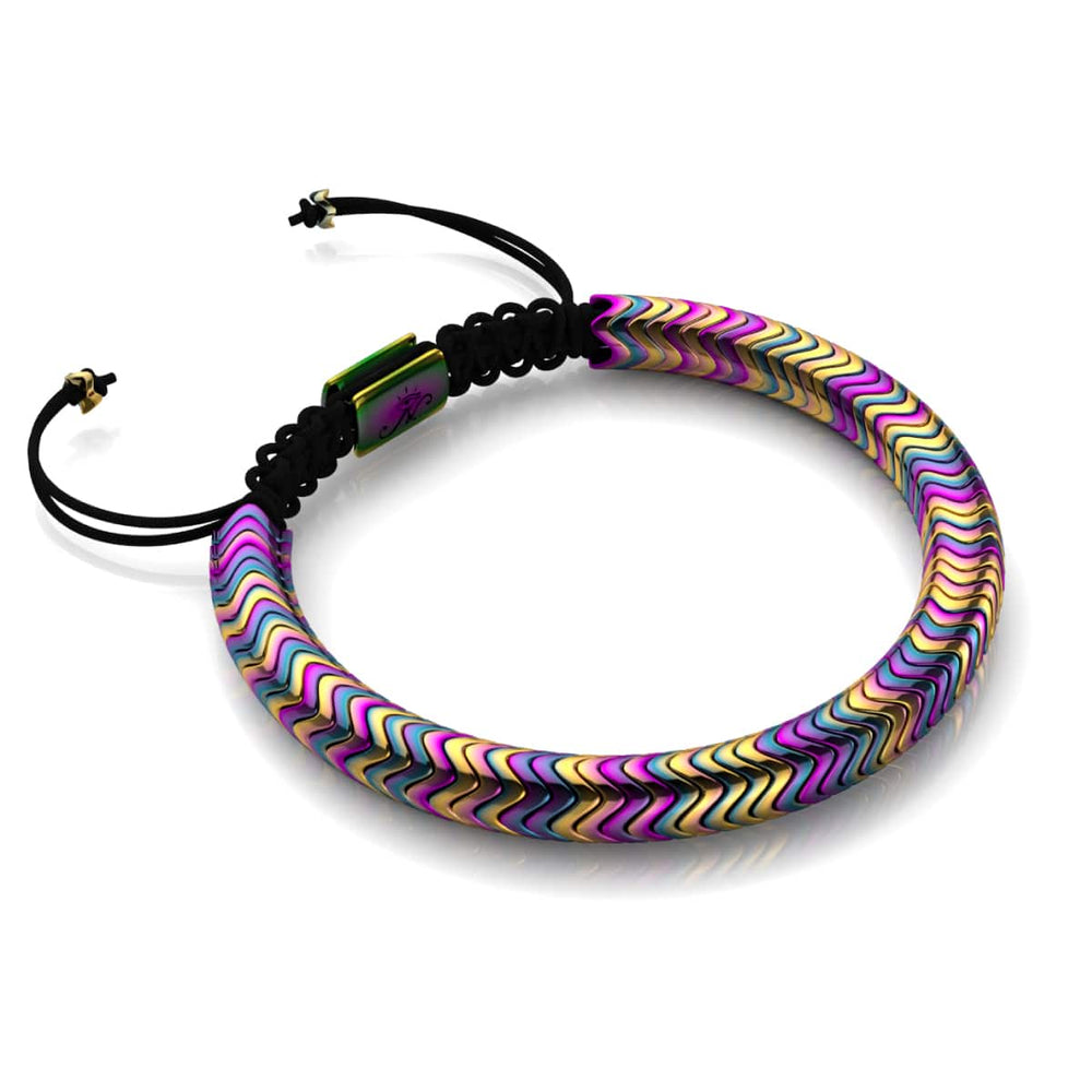 NOGU.studio - NOGU - Serpentine Bracelets - Serpentine | Rainbow Hematite x Unicorn Silver | Double Wave Bracelet