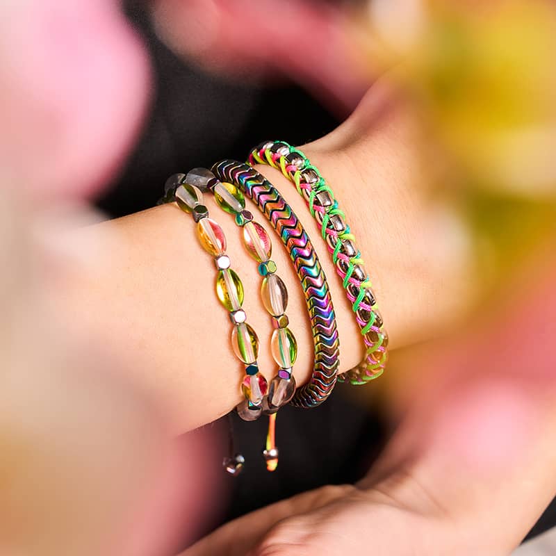 NOGU.studio - NOGU - Serpentine Bracelets - Serpentine | Rainbow Hematite x Unicorn Silver | Double Wave Bracelet