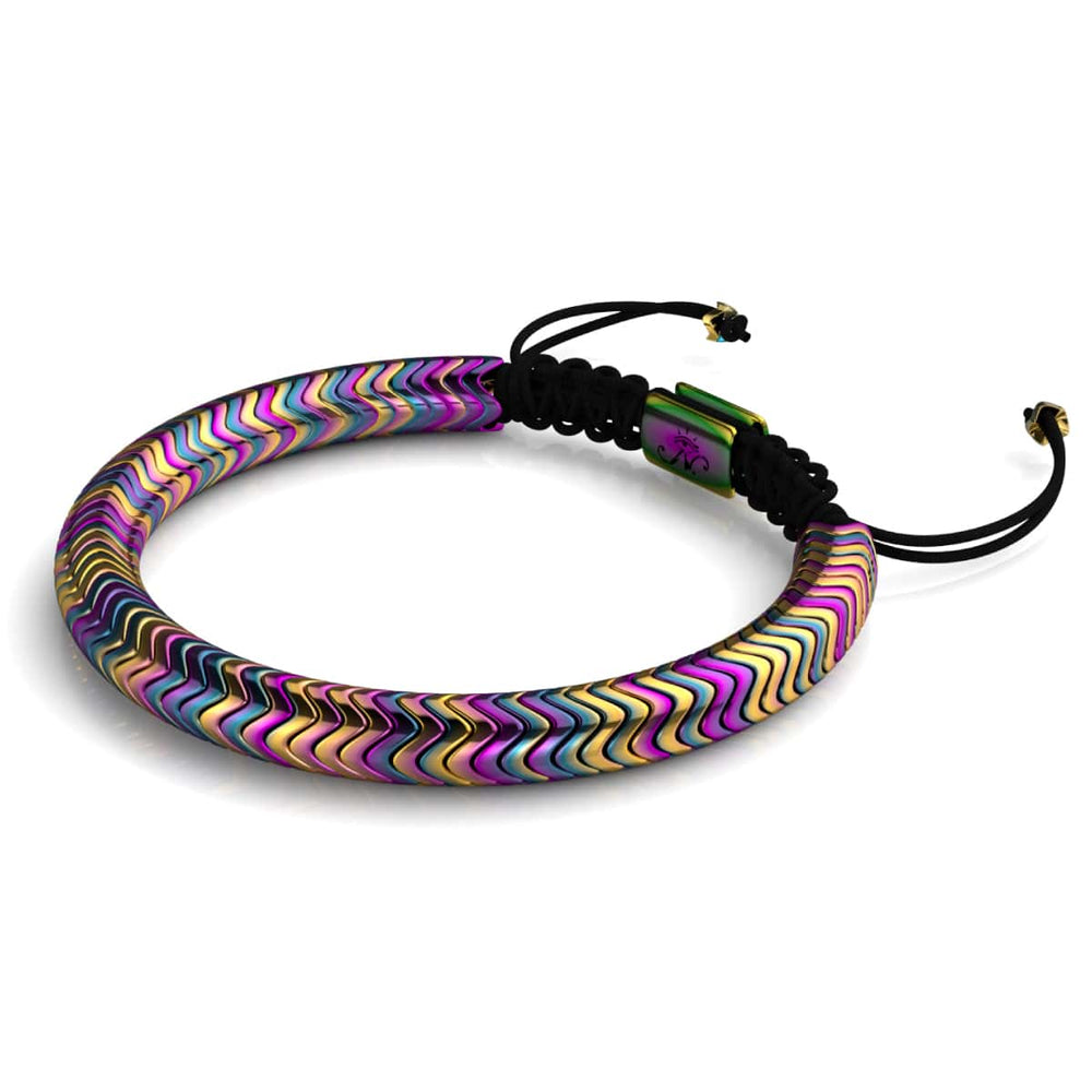NOGU.studio - NOGU - Serpentine Bracelets - Serpentine | Rainbow Hematite x Unicorn Silver | Double Wave Bracelet