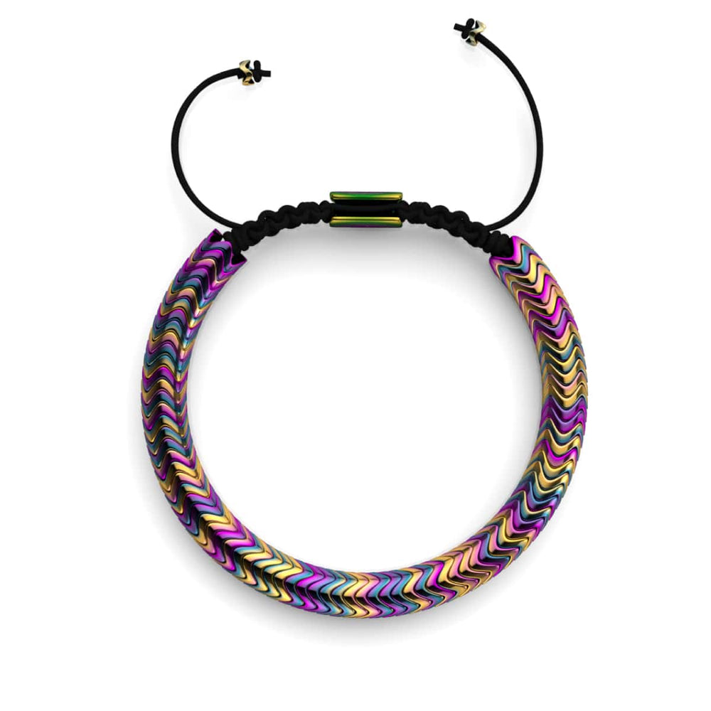 NOGU.studio - NOGU - Serpentine Bracelets - Serpentine | Rainbow Hematite x Unicorn Silver | Double Wave Bracelet