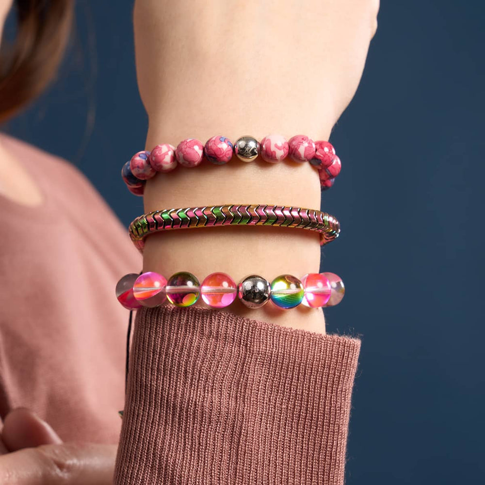 NOGU.studio - NOGU - Serpentine Bracelets - Serpentine | Rainbow Hematite x Unicorn Silver | Double Wave Bracelet