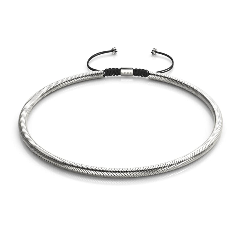 Serpentine | Chrome Hematite x Silver | Double Wave Necklace