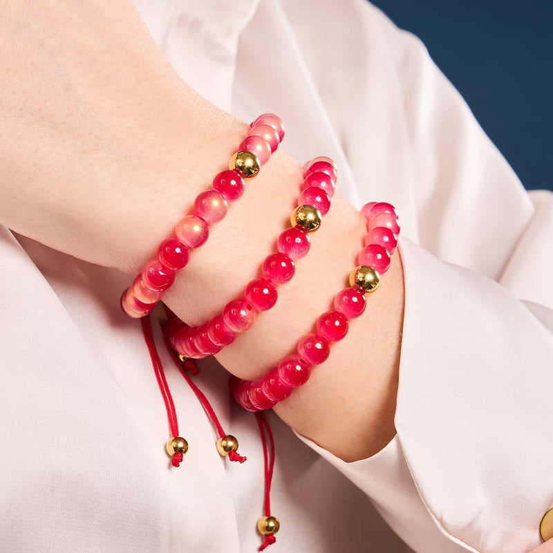 Maraschino Cherry | Shimmer Glass | Macrame Bracelet