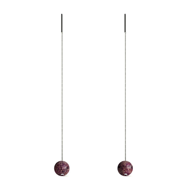 Purple Regalite | .925 Sterling Silver | Gemstone Chain Drop Threader Earrings
