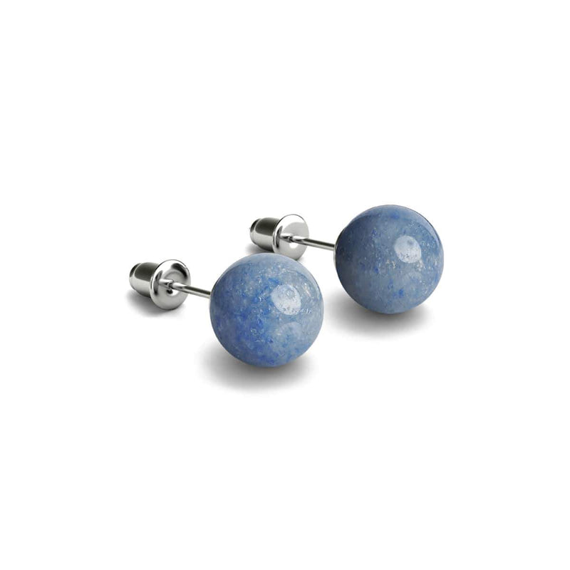 Blue Aventurine | .925 Sterling Silver | Gemstone Stud Earrings