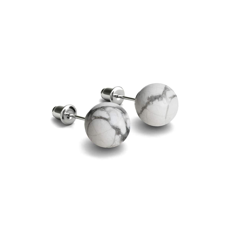 Howlite | .925 Sterling Silver | Gemstone Stud Earrings