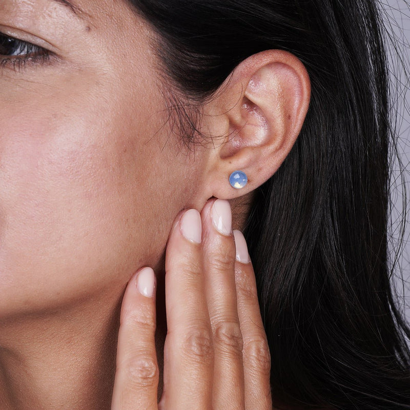 Opal Moonstone | .925 Sterling Silver | Mini Gemstone Stud Earrings