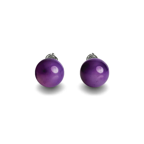 Purple Line Faceted Agate | .925 Sterling Silver | Gemstone Stud Earrings