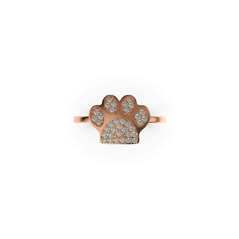 Paw | Rose Gold Vermeil | CZ Diamond Pup Print Ring