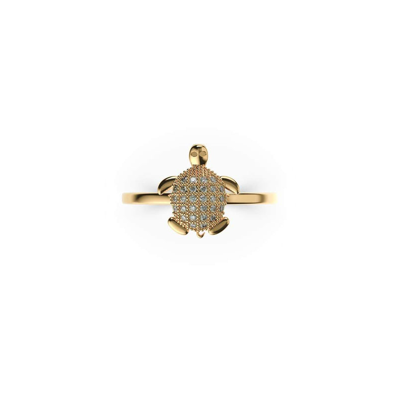 Tortuga | Gold Vermeil | CZ Diamond Sea Turtle Ring