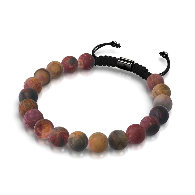 Tumbled Picasso x Gunmetal | Macrame Bead Bracelet