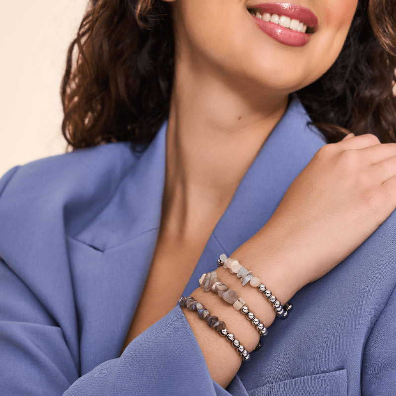 Labradorite | Silver | Uncut Gemstone Bracelet