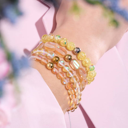 Daffodil Dew | .925 Sterling Silver | Bubble Glass Bracelet