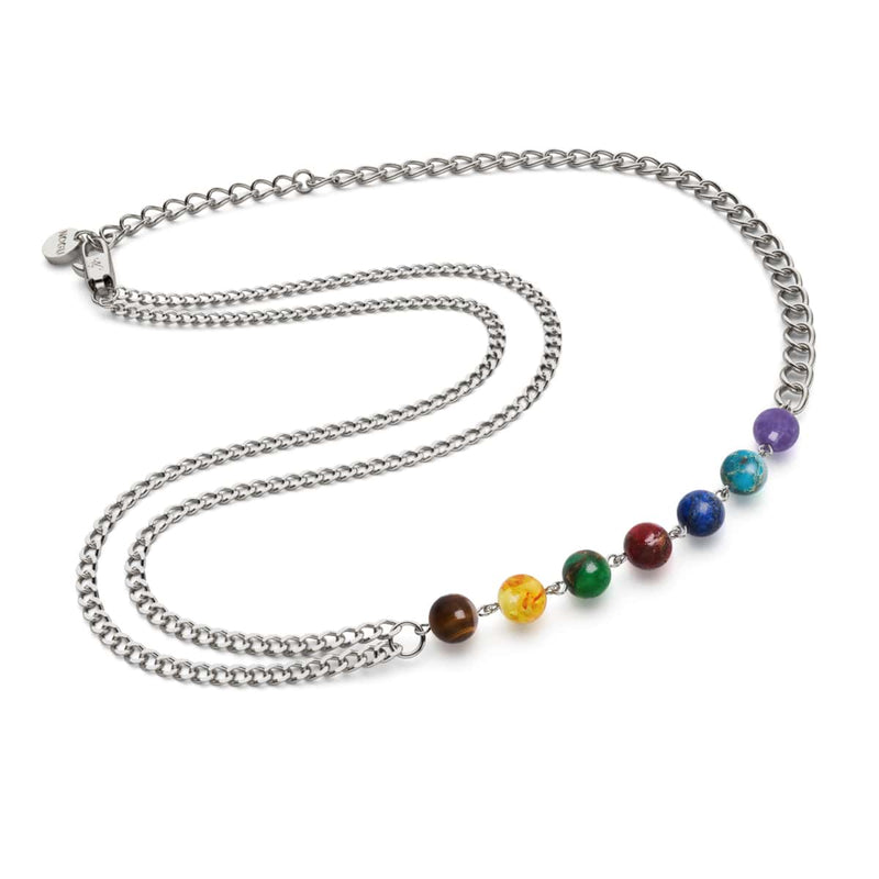 Rainbow Chakra | 7 Gemstone Chain Anklet | Silver