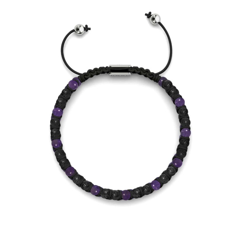 Amethyst x Lava Rock | .925 Sterling Silver | Mini Diffuser Bracelet