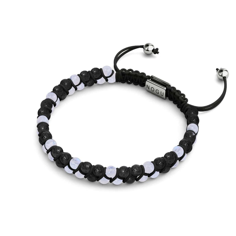 Moonstone x Lava Rock | .925 Sterling Silver | Mini Diffuser Bracelet