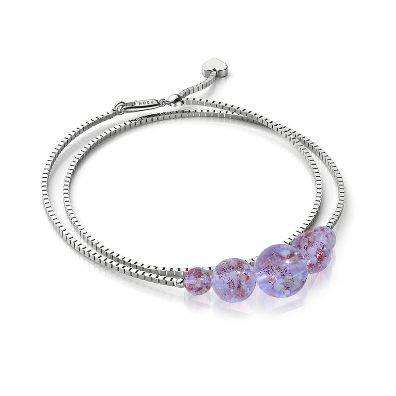Lilac | .925 Sterling Silver | Firefly Glass Infinity Clasp Anklet