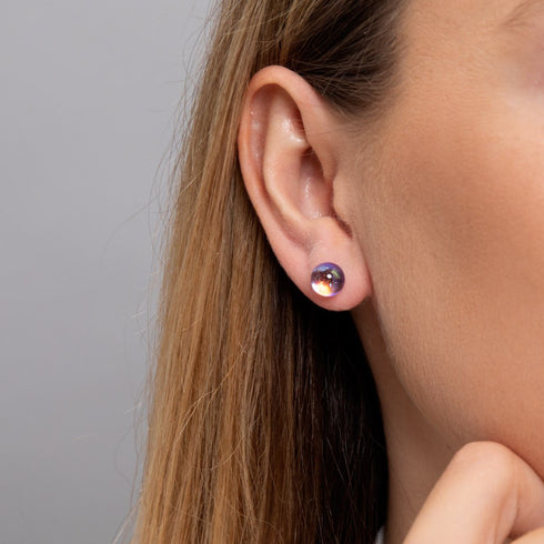 Ultraviolet | .925 Sterling Silver | Galaxy Glass Stud Earrings
