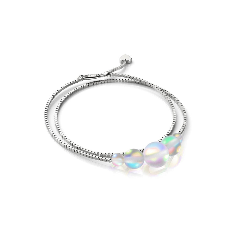 Rainbow White | .925 Sterling Silver | Mermaid Glass Infinity Clasp Anklet