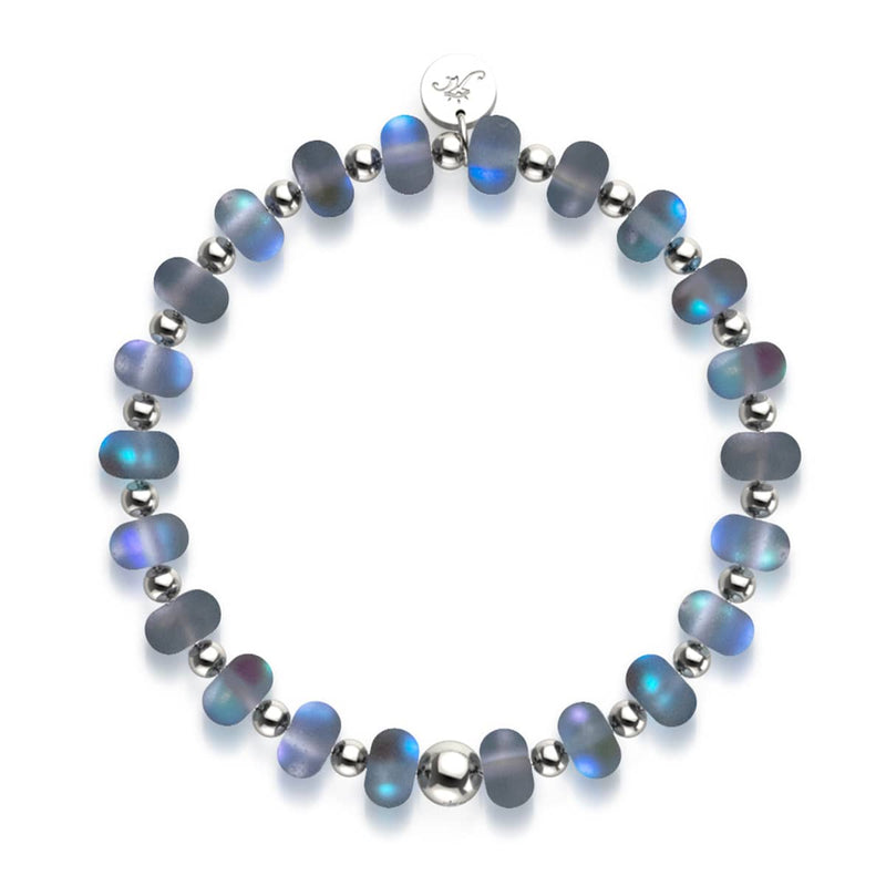 Grey | Silver | Mermaid Glass Macaron Bracelet