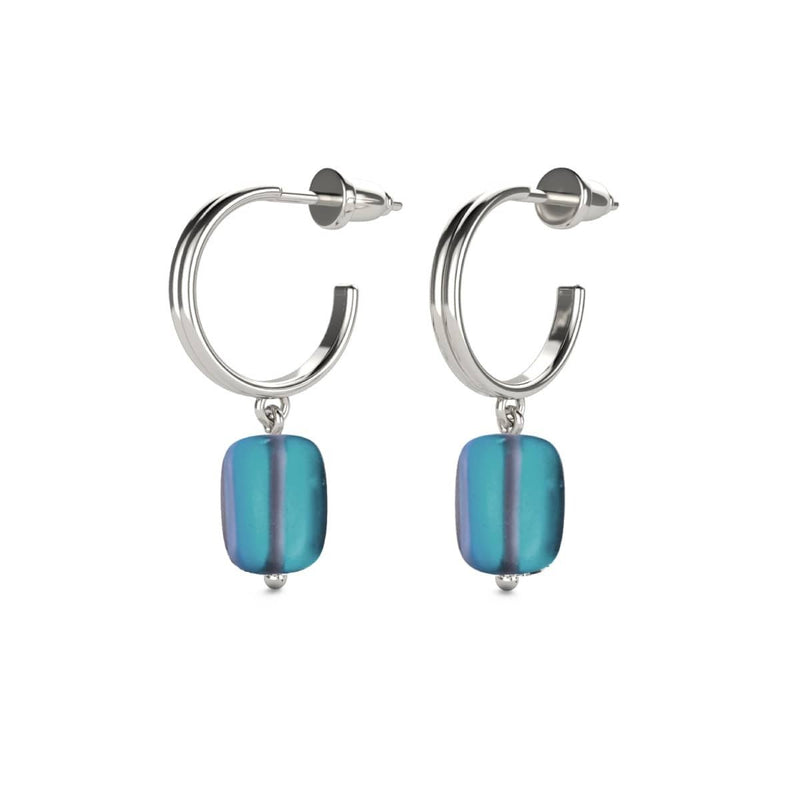 Grey | .925 Sterling Silver | Mermaid Glass Pebble Huggie Earrings
