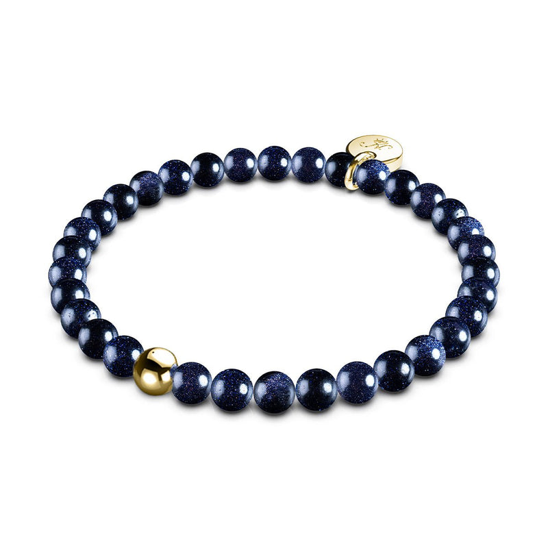 Blue Sand Stone | .925 Sterling Gold Vermeil | Healing Gemstone Bead Bracelet