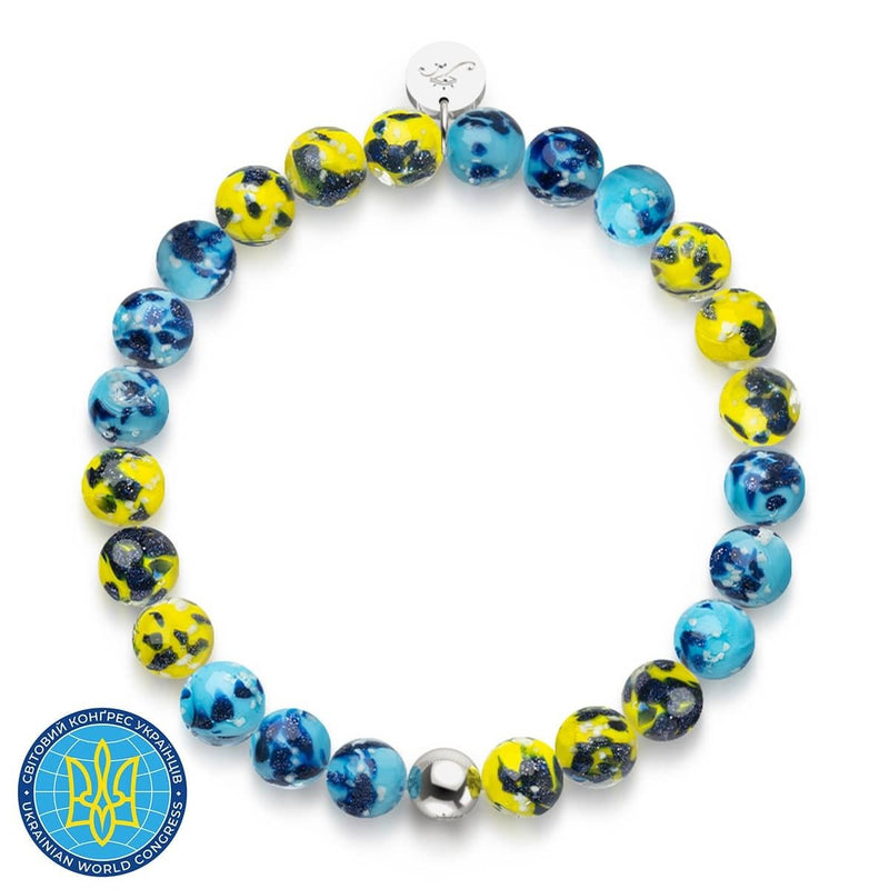 Sun and Sky | Ukrainian Aid | Firefly Glass Bead Bracelet